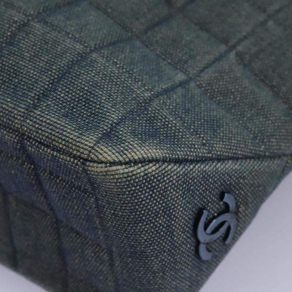 CHANEL Choco Bar Hand Bag Denim Blue CC Auth yk17394